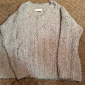 Cozy Gray Cable Knit Sweater, Lucky Brand Medium